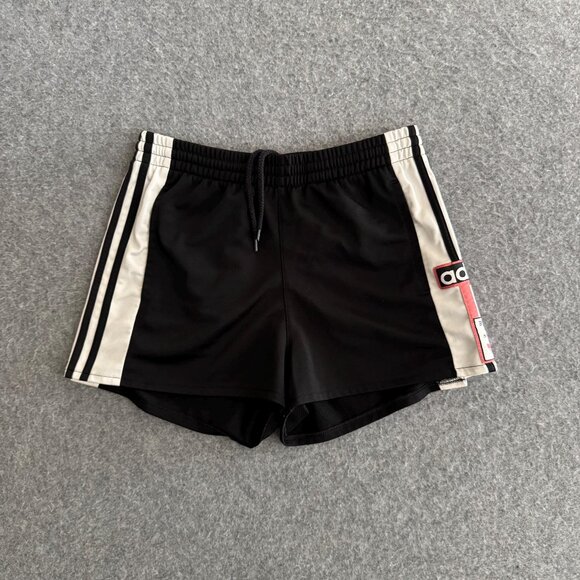 Adidas Striped Nylon Athletic Elastic Drawstring Snap Side Shorts 27-28" - Picture 1 of 7